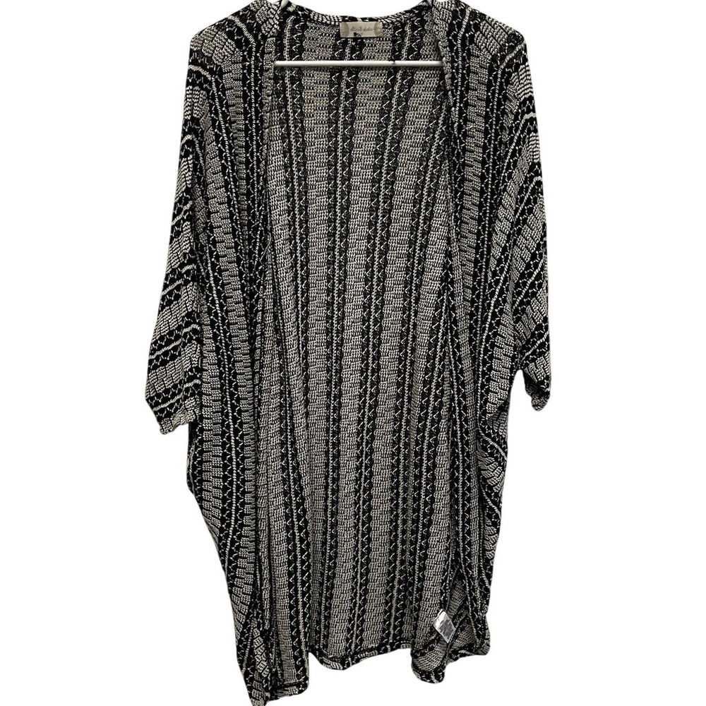 Altar'd State Open Front Cardigan Sweater Black White Boho‎ Cozy Women's S